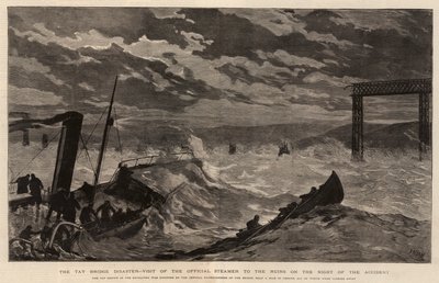 The Tay Bridge Disaster, Visit of the Official Steamer to the Ruins on the Night of the Accident by Joseph Nash
